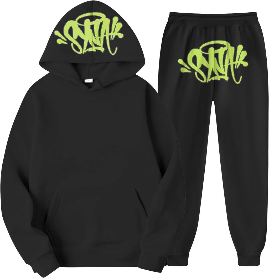 Syna World Tracksuit 2 Piece Unisex Herren Trainingsanzug Y2K Hip Hop Streetwear Hoodie Sportanzug Sporthose Buchstaben Druck Lose Sweatshirt
