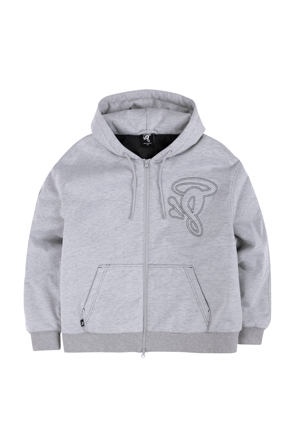 Syna World Black Puffer Hoodie – Water-Repellent Quilted Jacket, Boxy Fit, Warm Winter Outerwear