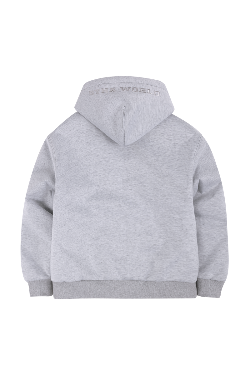 Syna World Black Puffer Hoodie – Water-Repellent Quilted Jacket, Boxy Fit, Warm Winter Outerwear